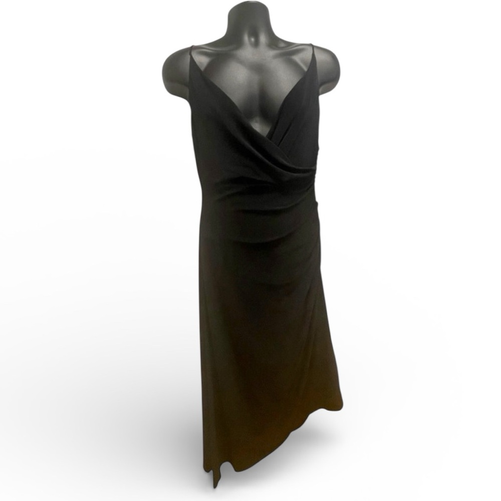 Laundry by Shelli Segal Black Asymmetrical Cocktail Dress Size 12 - Picture 2 of 7